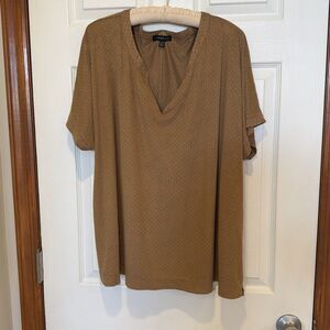 Lane Bryant Faux Suede  Short Sleeve V-neck Blouse V-Neck Size 22/24
